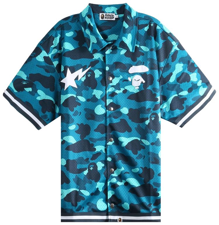 BAPE Color Camo Warm Up Short Sleeve Shirt Green