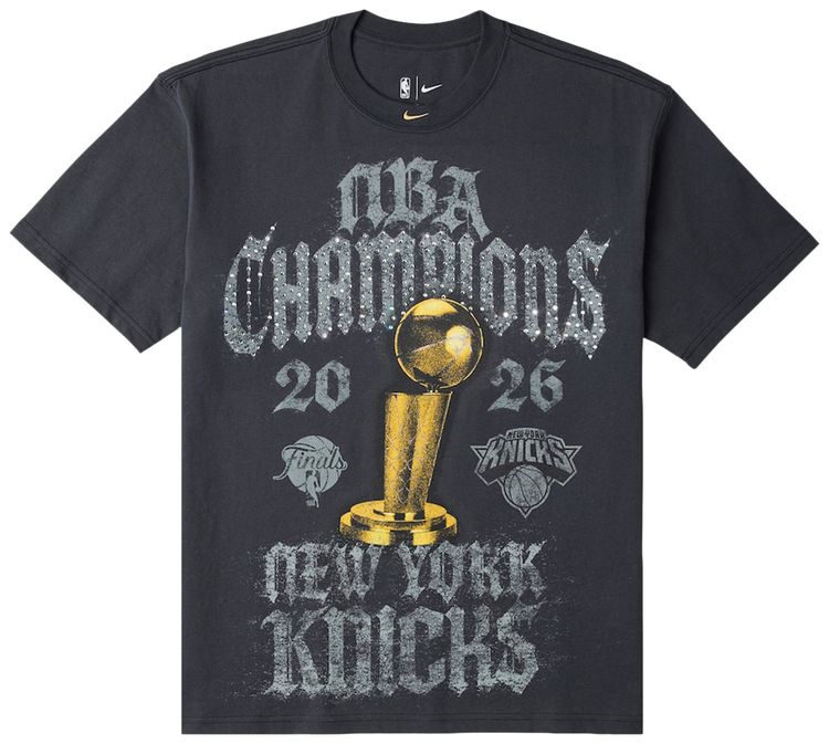 Nike New York Knicks 2026 NBA Finals Champions Authentic On Court T Shirt Black