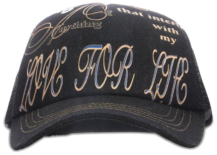 Jungles Love For Life Trucker Cap Black Denim