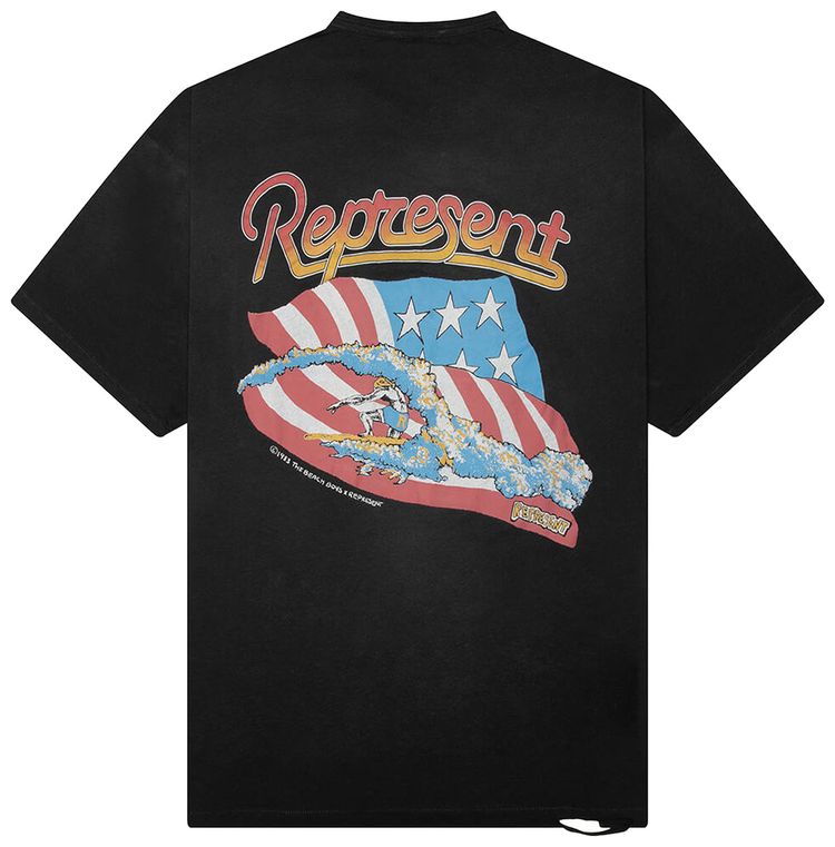 Represent Clo x Beach Boys Americas Band T Shirt Stained Black