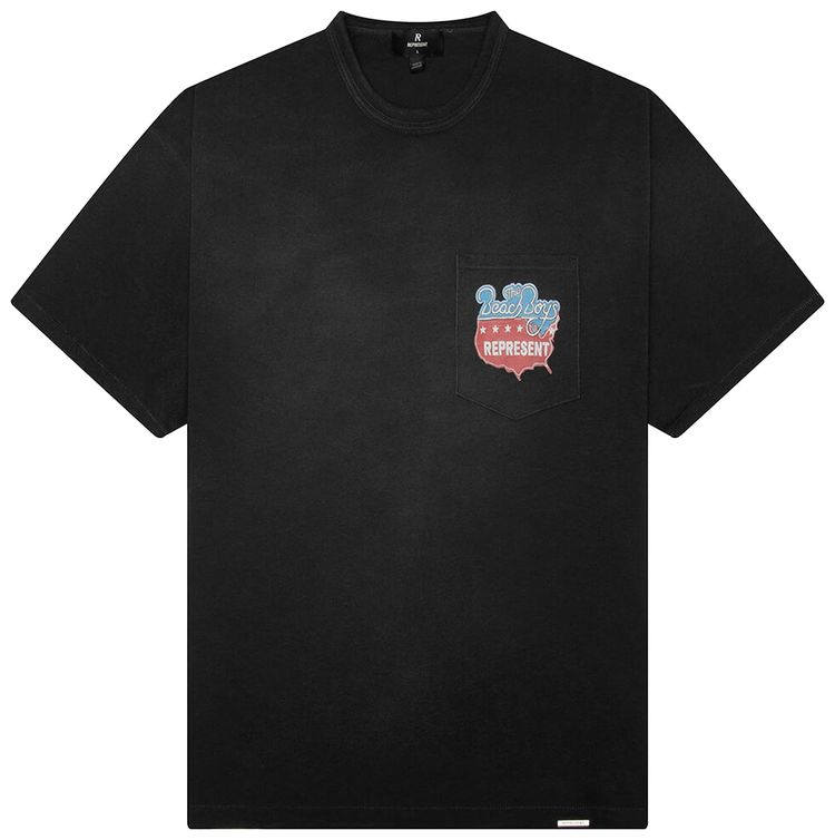 Represent Clo x Beach Boys Americas Band T Shirt Stained Black