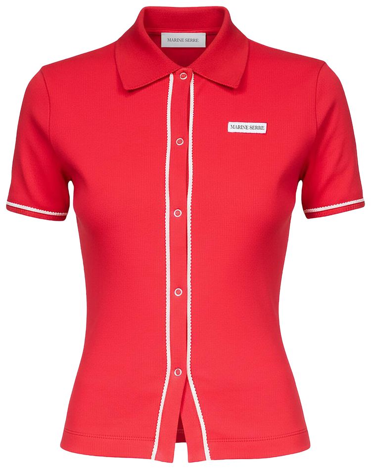 Marine Serre Cute 70s Polo T Shirt Red
