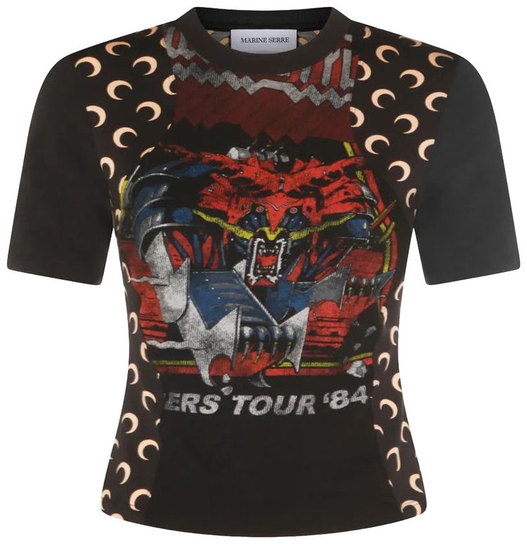 Marine Serre UPC Jersey Short Sleeve Fit T Shirt BlackInverse Tan