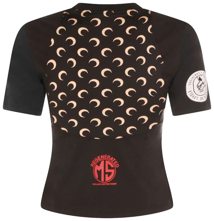 Marine Serre UPC Jersey Short Sleeve Fit T Shirt BlackInverse Tan