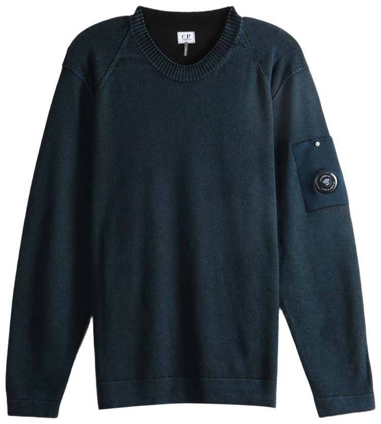 CP Company Double Colour Wool Crewneck Lens Sweater Orion Blue