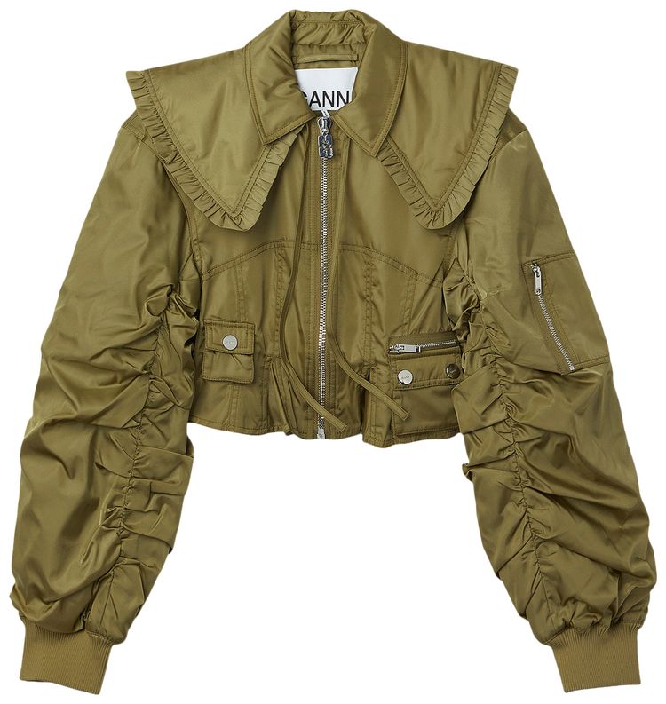 GANNI Duchesse Nylon Fitted Jacket Boa