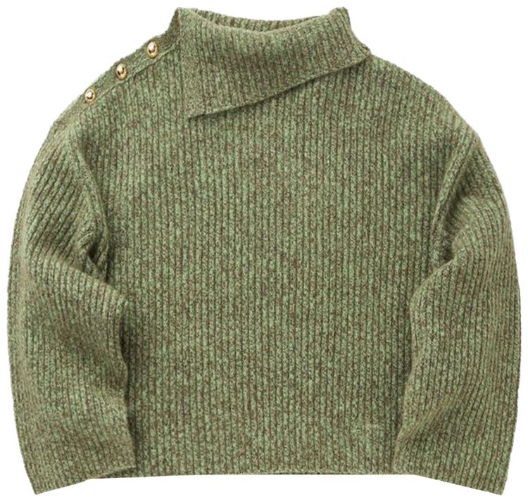 GANNI Melange Brushed Mohair Oversized Sweater Nile