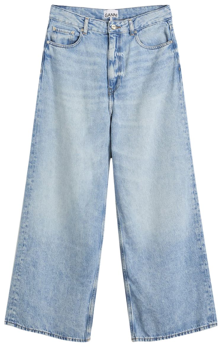 GANNI Soft Rigid Denim Baggy Jeans Light Blue Stone