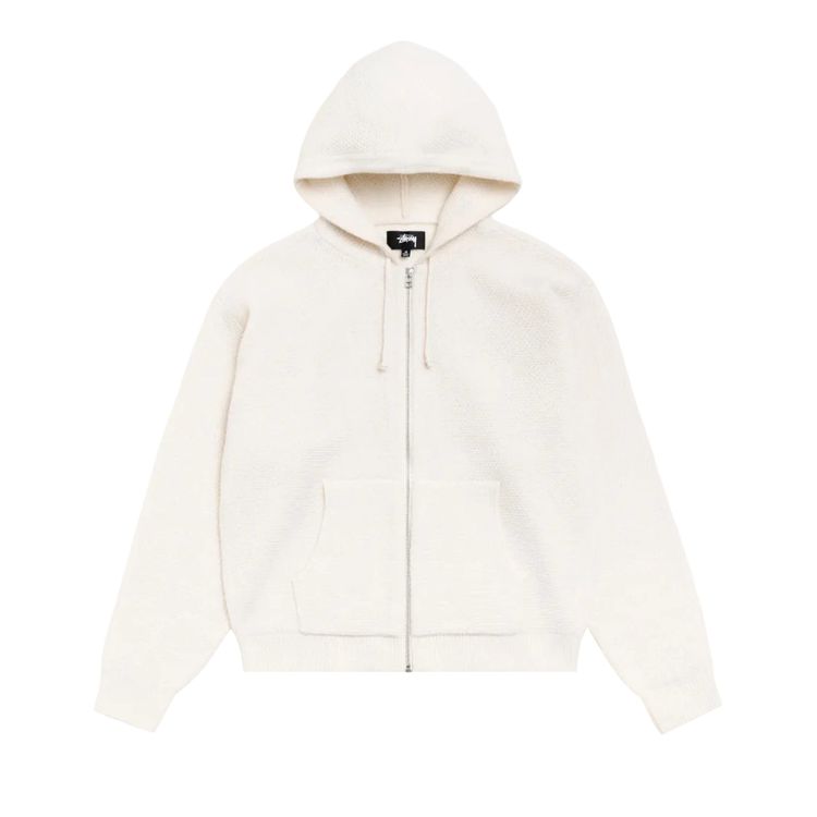 Stussy Textured Zip Hooded Sweater Bone