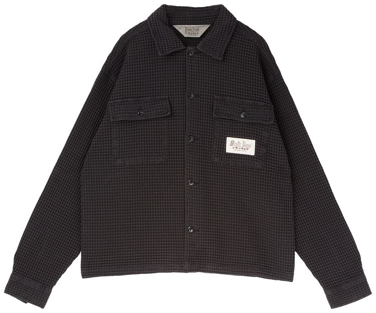 Brain Dead Waffle Button Front Shirt Black