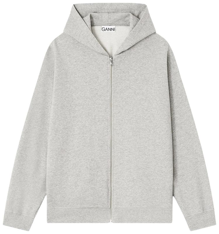 GANNI Isoli Teddy Oversized Zip Hoodie Paloma Melange
