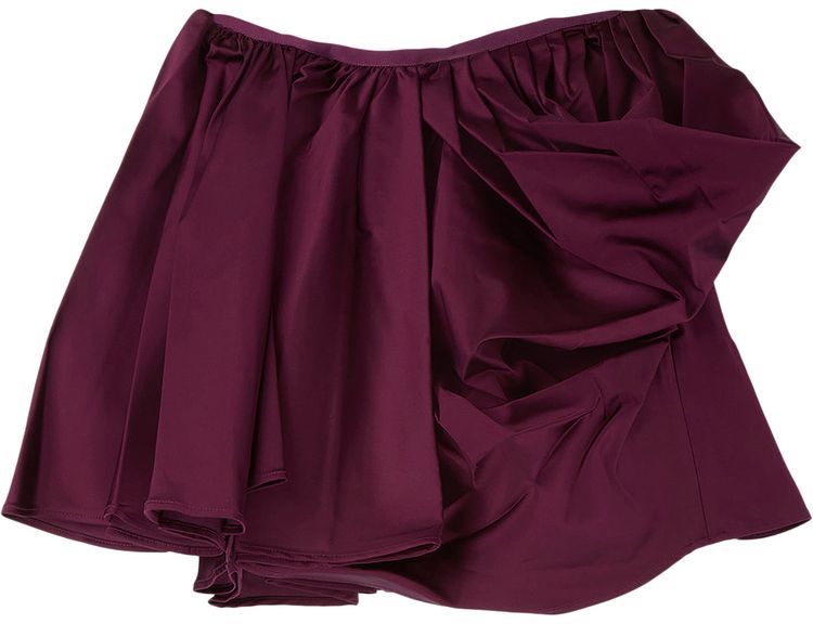 GANNI Technical Stretch Satin Draped Mini Skirt Mauve Wine