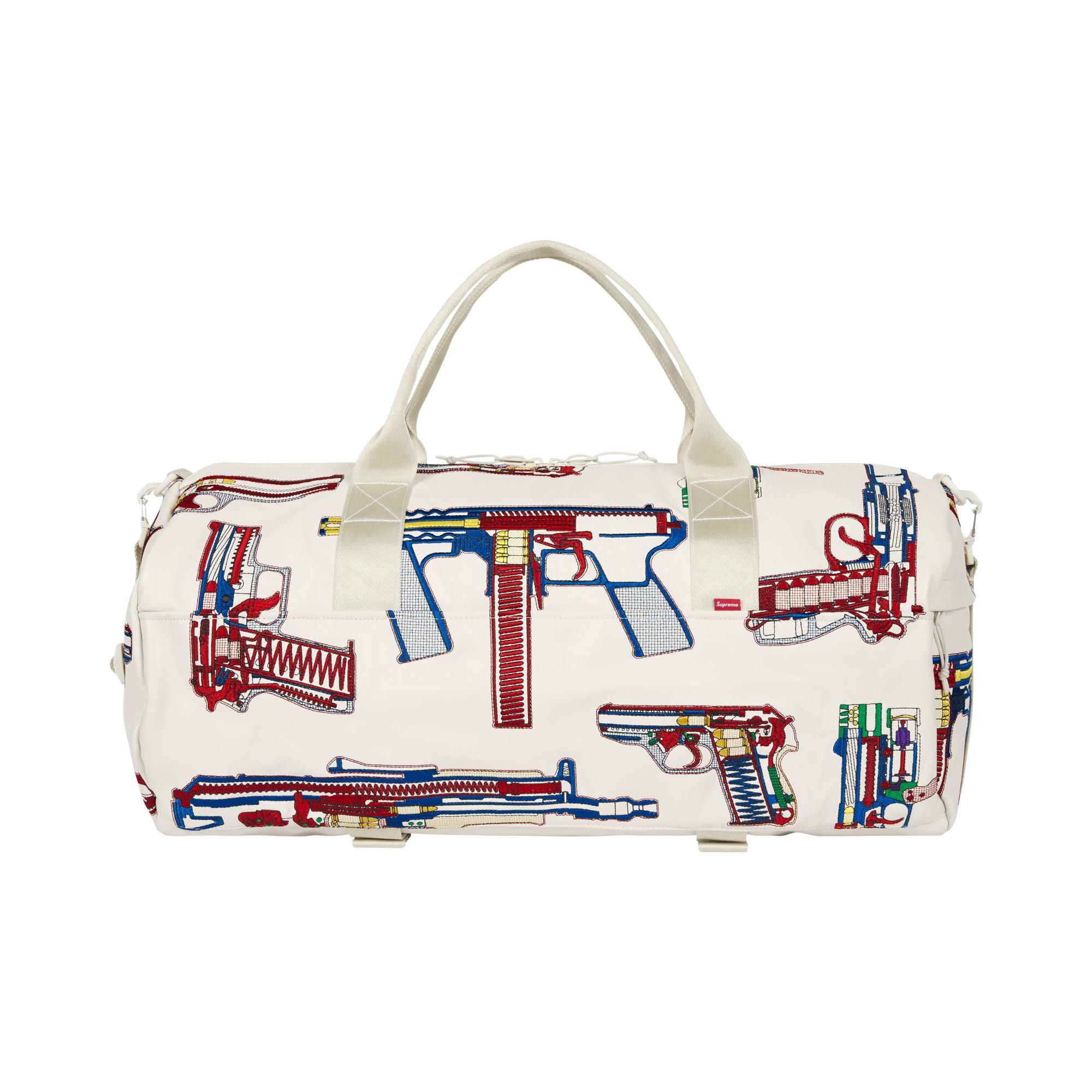 Buy Supreme Guns Embroidered Leather Duffle Bag 'White' - SS26B31