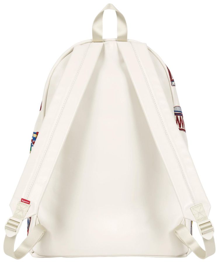 Supreme Guns Embroidered Leather Backpack White