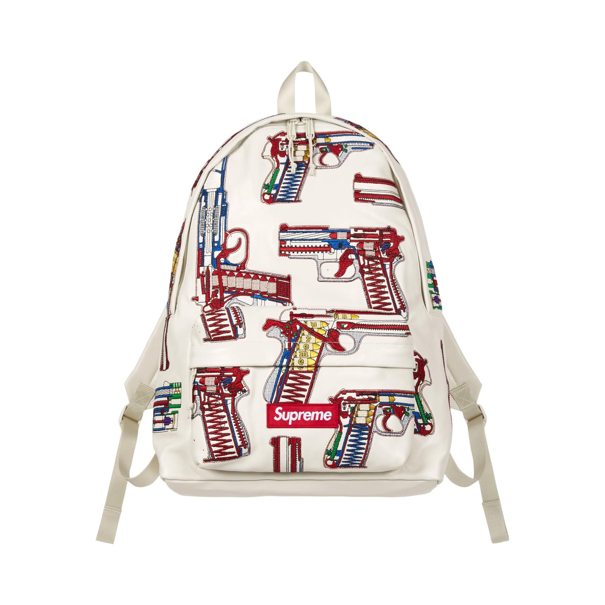 Buy Supreme Guns Embroidered Leather Backpack 'White' - SS26B32