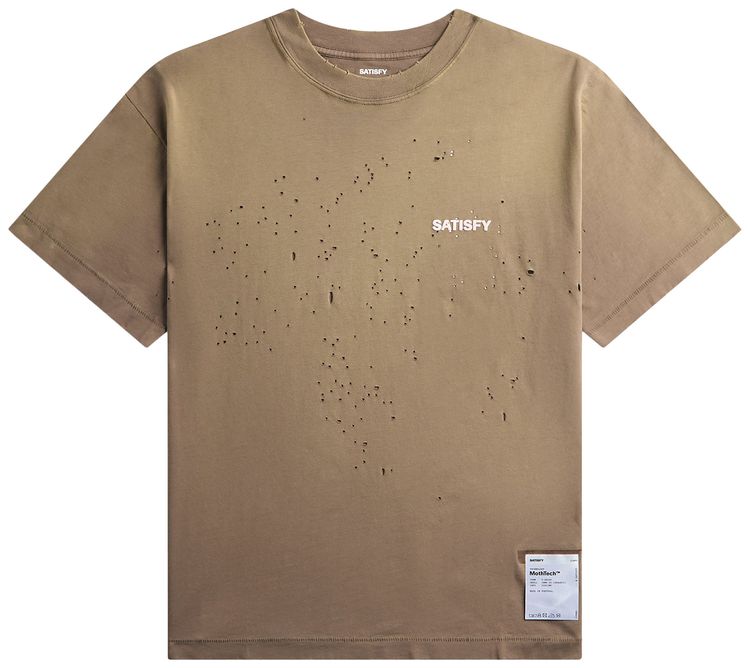 SATISFY MothTech Small Logo T Shirt Sun Bleached Falcon