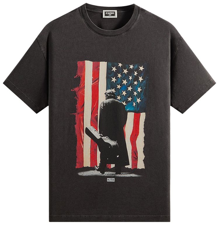 Kith Records For Johnny Cash American Flag Vintage Tee Black