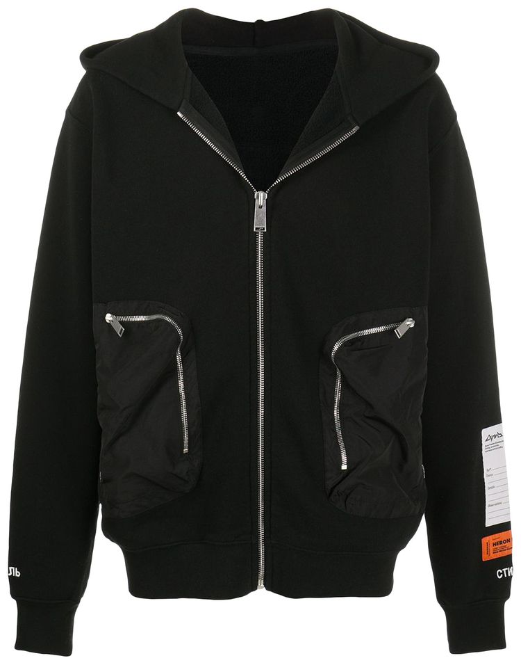 Heron Preston Mens Zip Up Hoodie Black