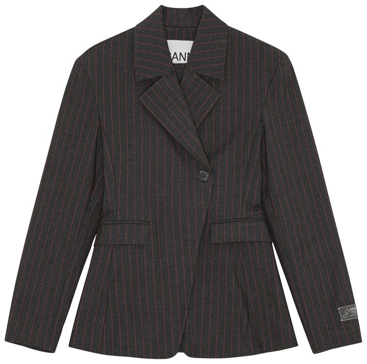 GANNI Stretch Stripe Blazer Phantom