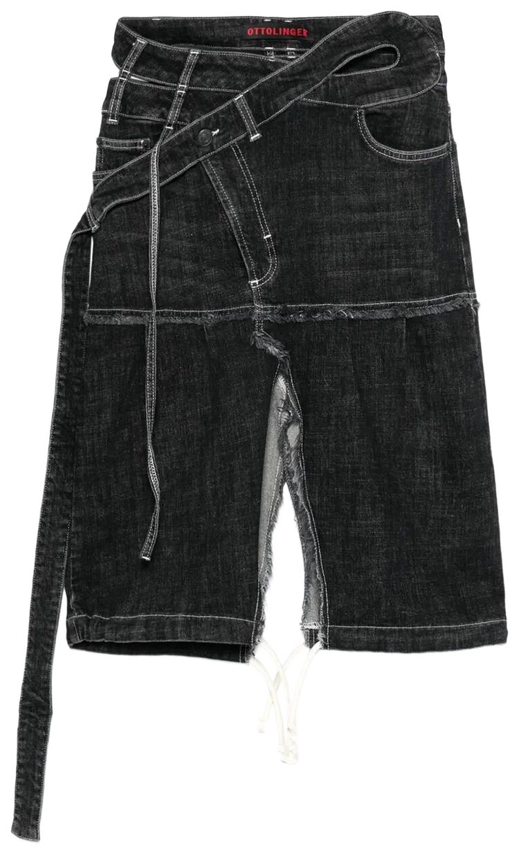 Ottolinger Signature Wrap Denim Skirt Black Wash