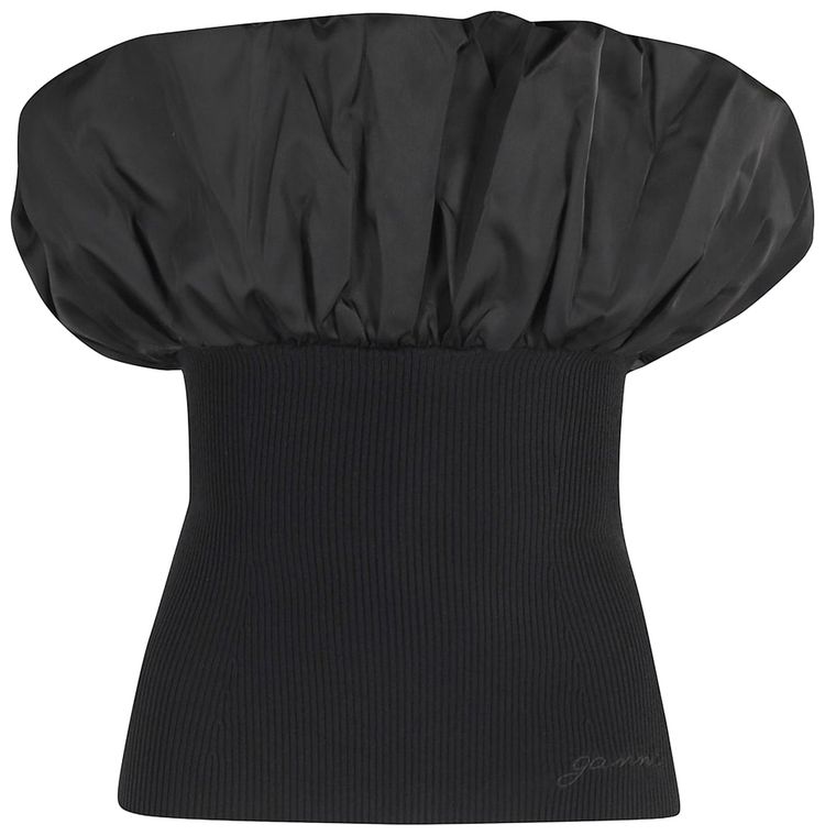 GANNI Melange Knit Top Black