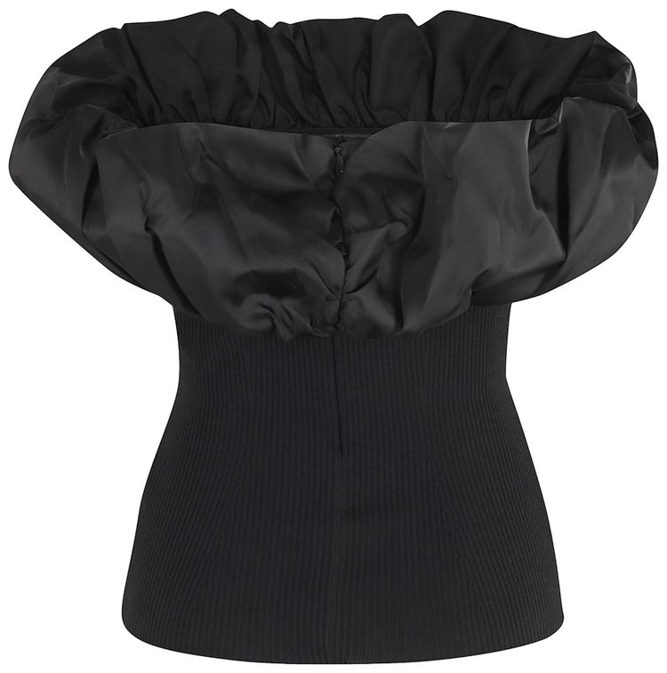 GANNI Melange Knit Top Black