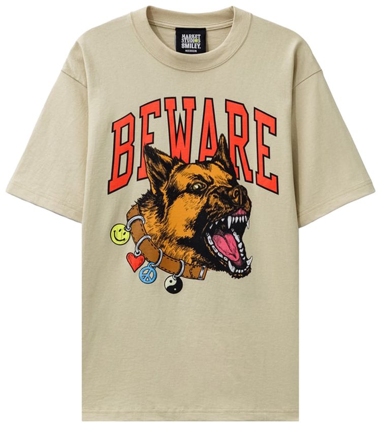 Market Smiley Beware My Collar T Shirt Wood Ash