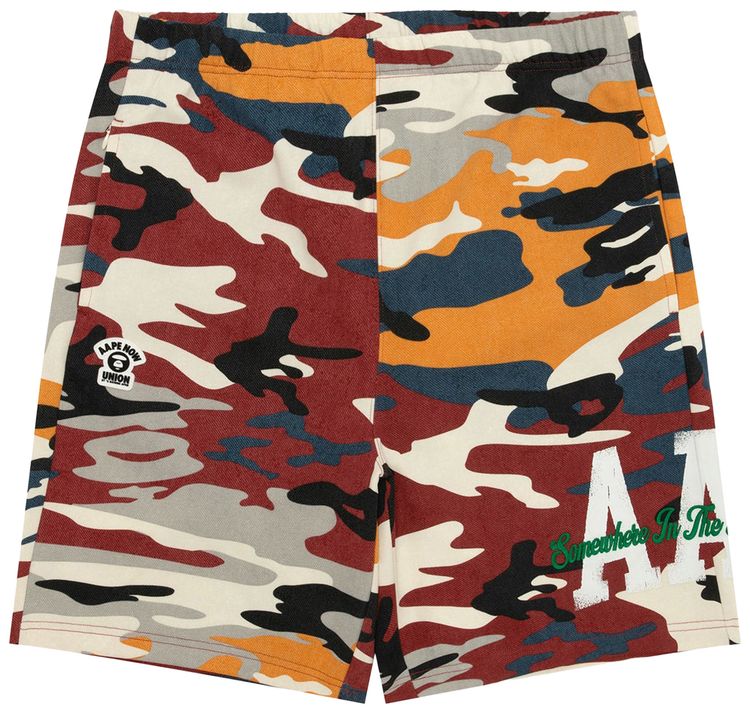 AAPE AAPENOW Camo Sweat Shorts RedNavy
