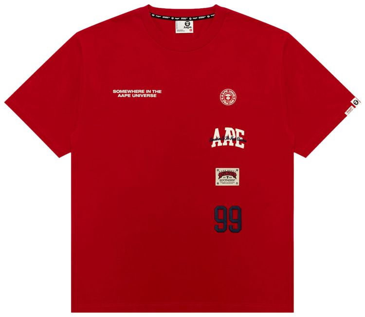 AAPE AAPEUNVS Unvs Multi Logo Tee RedLight