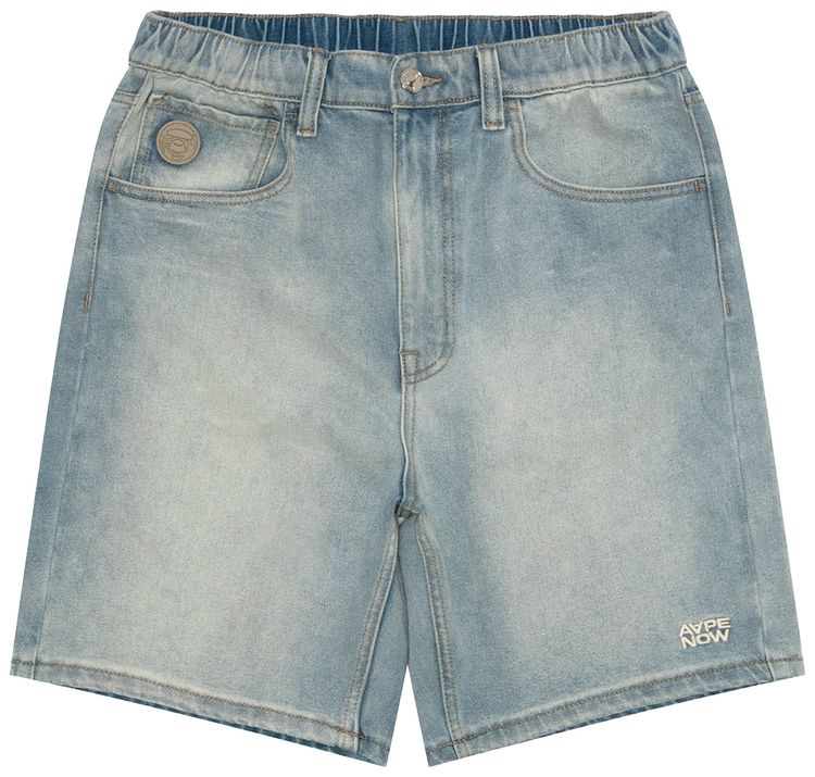 AAPE AAPENOW Moonface Denim Shorts BlueLight