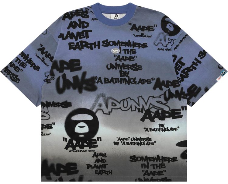 AAPE Graffiti Multi Logo Tee GreyPurple