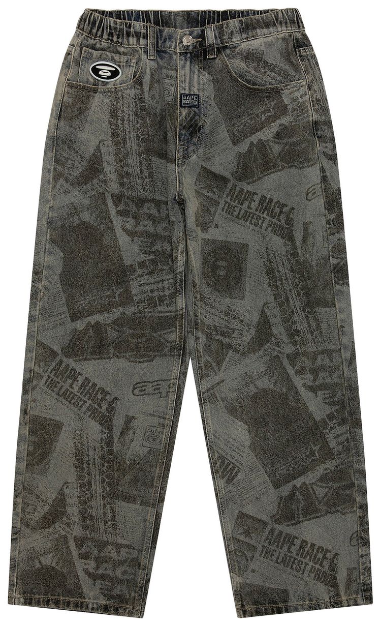 AAPE Moonface Printed Jeans BlueWhite