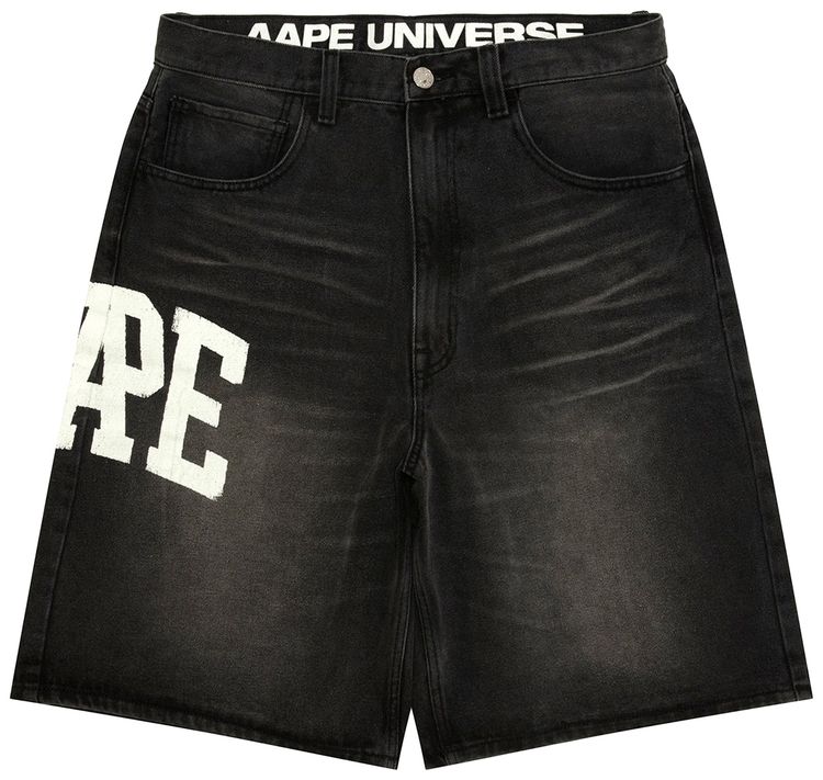 AAPE AAPEUNVS Unvs Denim Shorts Black