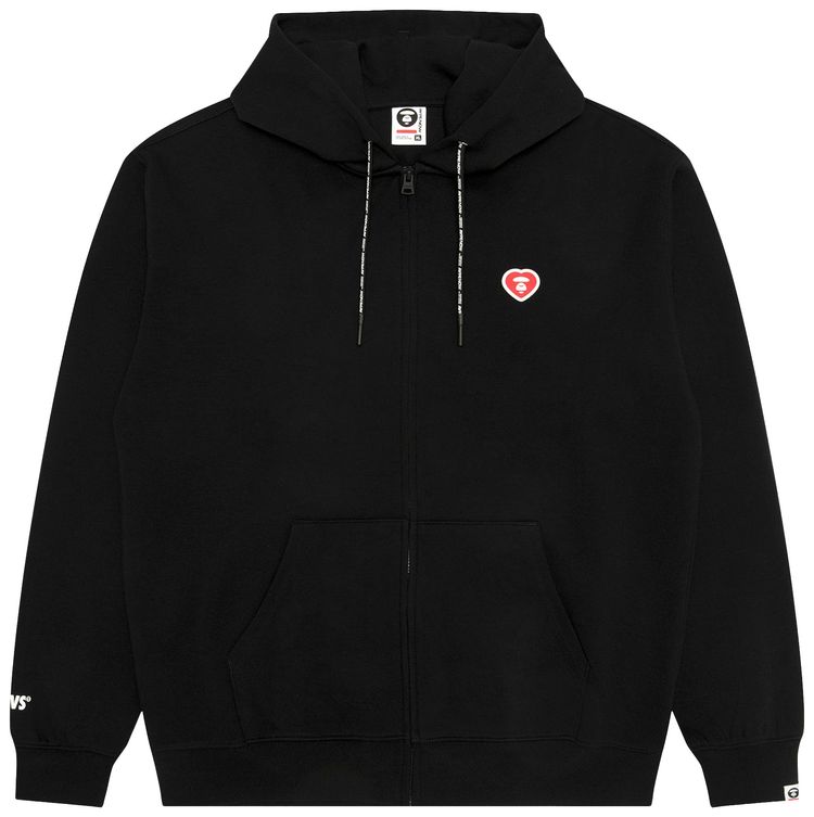 AAPE AAPENOW Heart Moonface Zip Up Hoodie Black