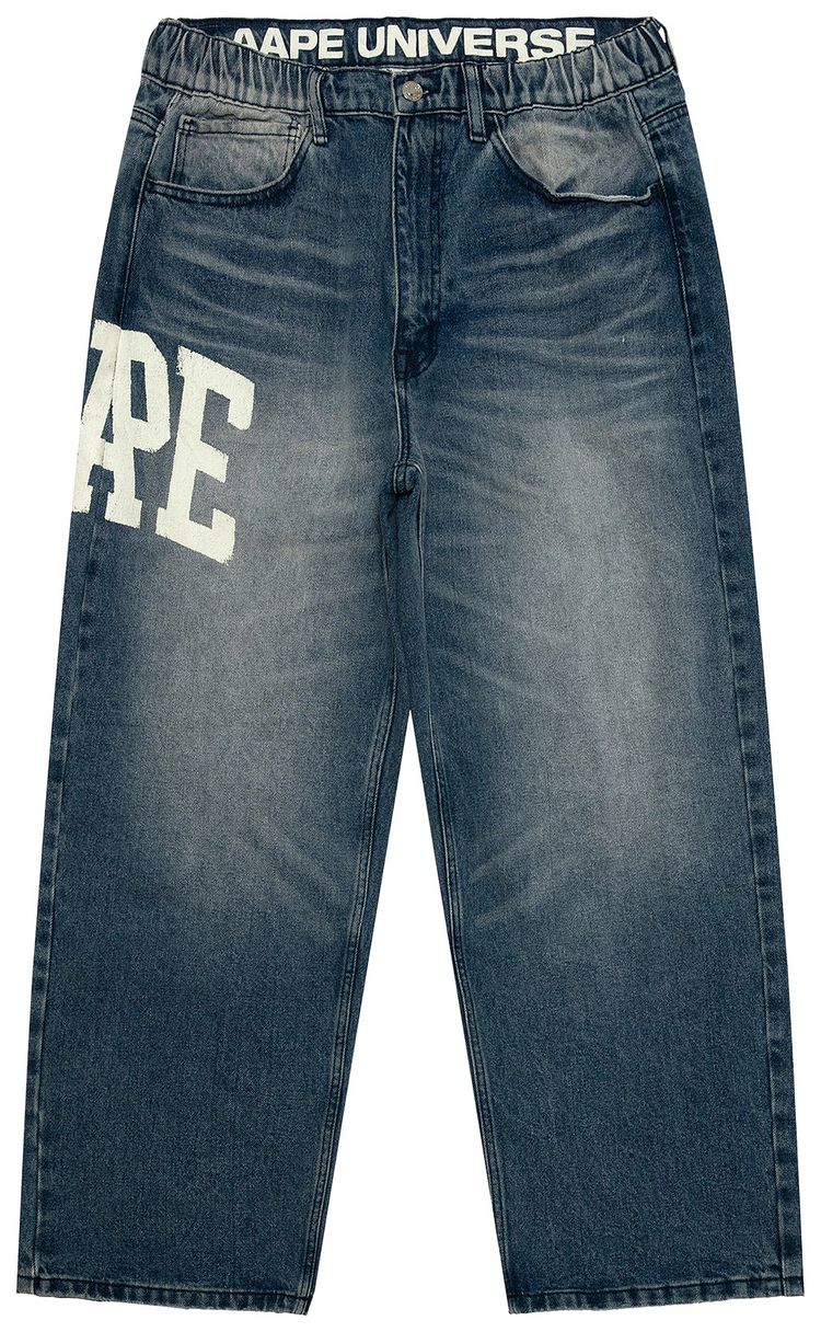 AAPE Sport Logo Jeans BlueYellow