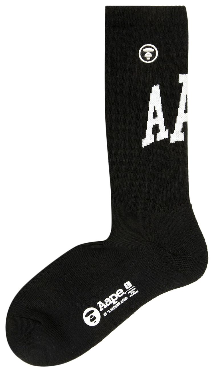 AAPE Moonface Logo Socks Black