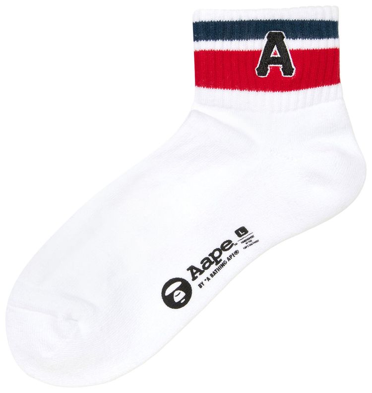 AAPE Striped Ankle Socks White