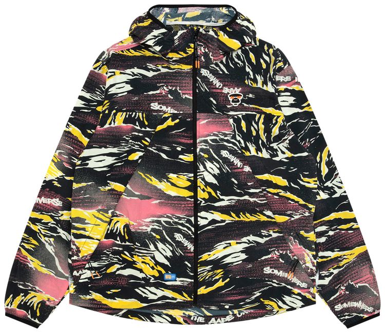 AAPE AAPEUNVS Unvs Patterned Hooded Jacket PinkYellow