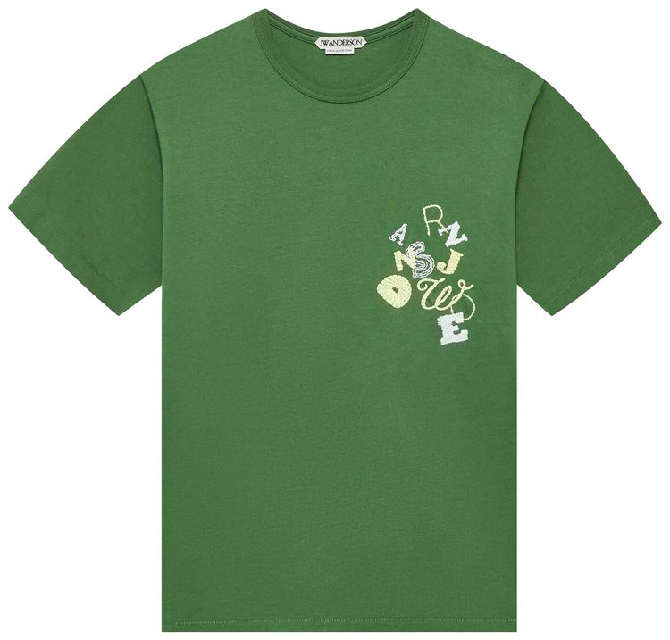 JW Anderson Scattered Letters T Shirt Green