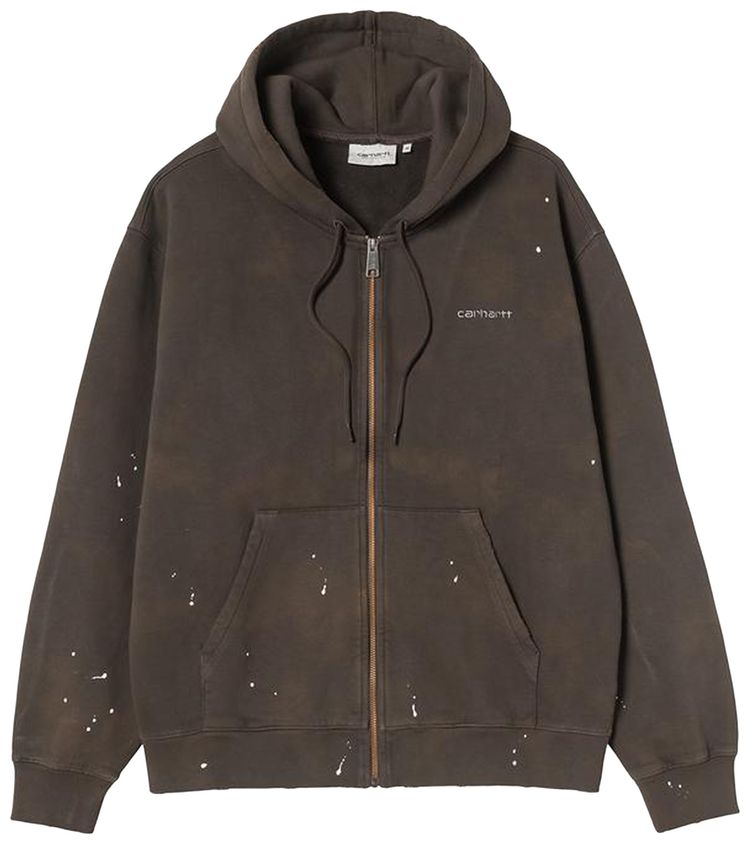 Carhartt WIP Hooded Painter Jacket Tobacco Destroy Wash Splatter