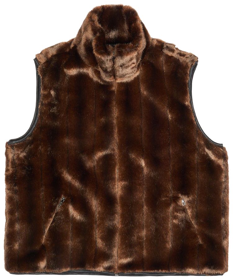 Conner Ives Faux Mink Gilet Brown