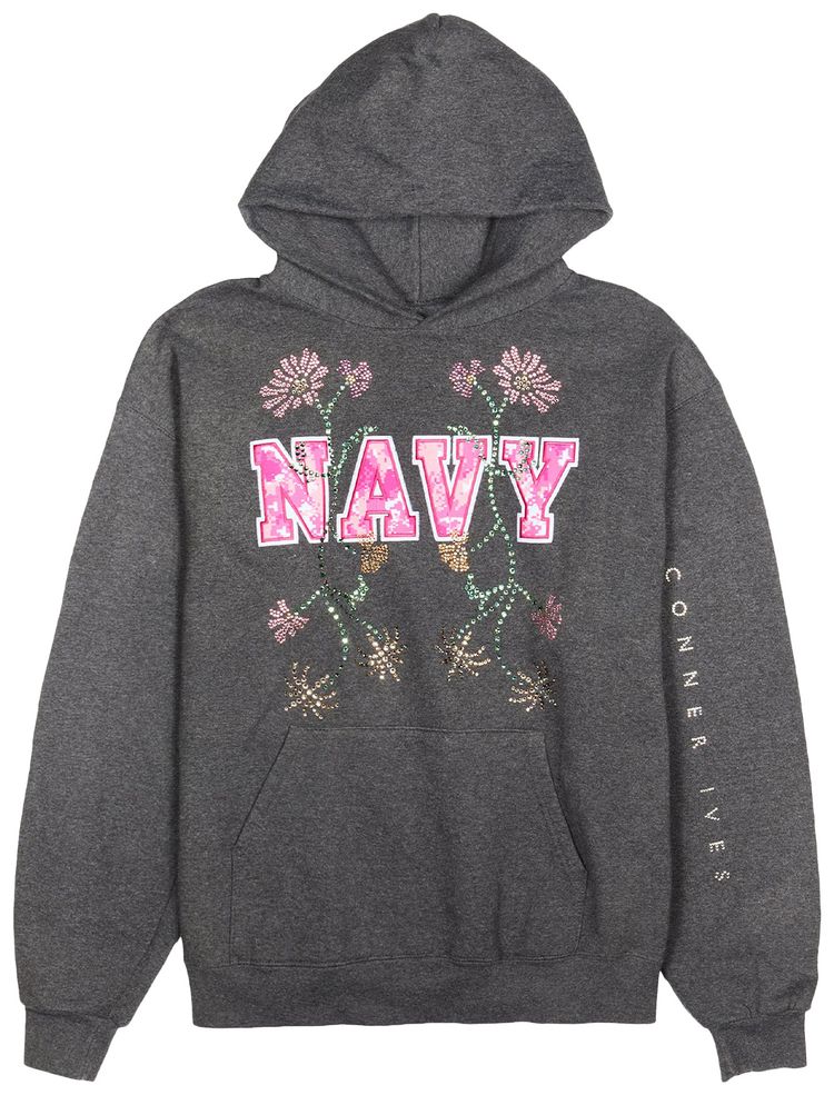 Conner Ives Reconstituted Crystal Hoodie Grey