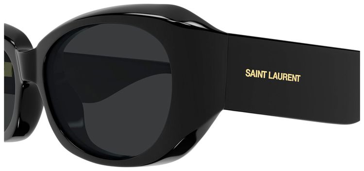 Saint Laurent Oval Sunglasses With Injection Frames Black