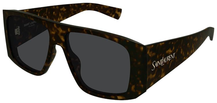 Saint Laurent Wide Rectangular Sunglasses HavanaGrey