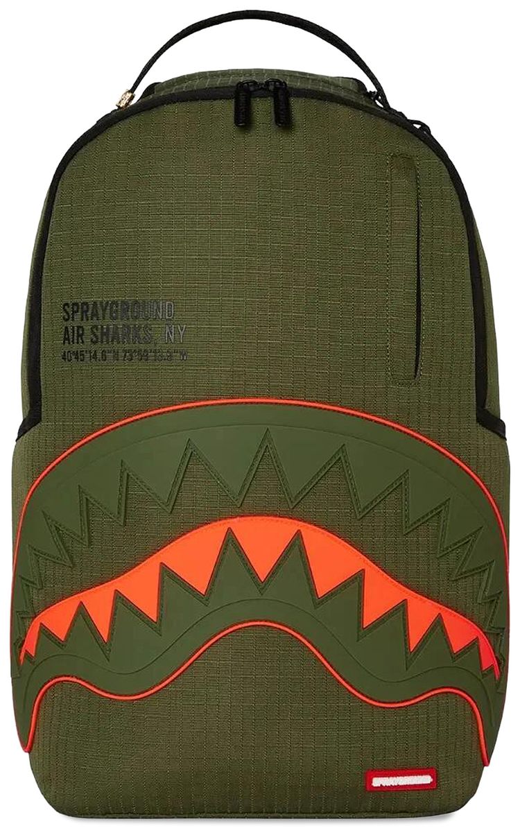 Sprayground Nylon Shark Central Army Dlx Ripstop Backpack Green
