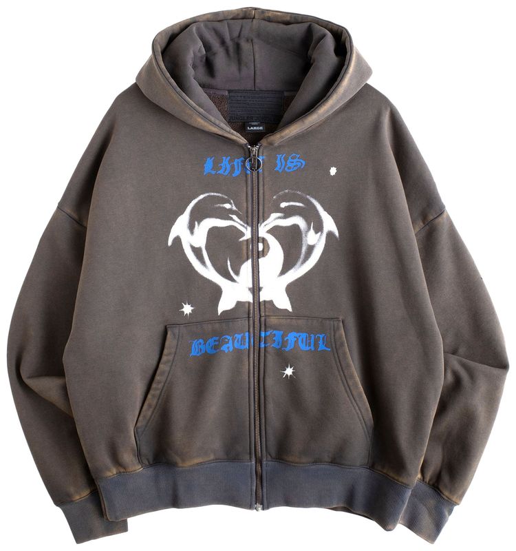 Jungles Beautiful Life Zip Hoodie Grey
