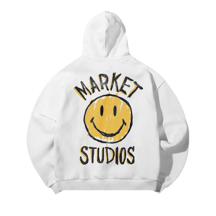 Market Smiley Doodle Hoodie White