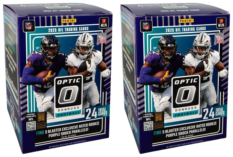2025 Panini Optic Donruss Football NFL Purple Shock Parallells Blaster Box 2x Lot