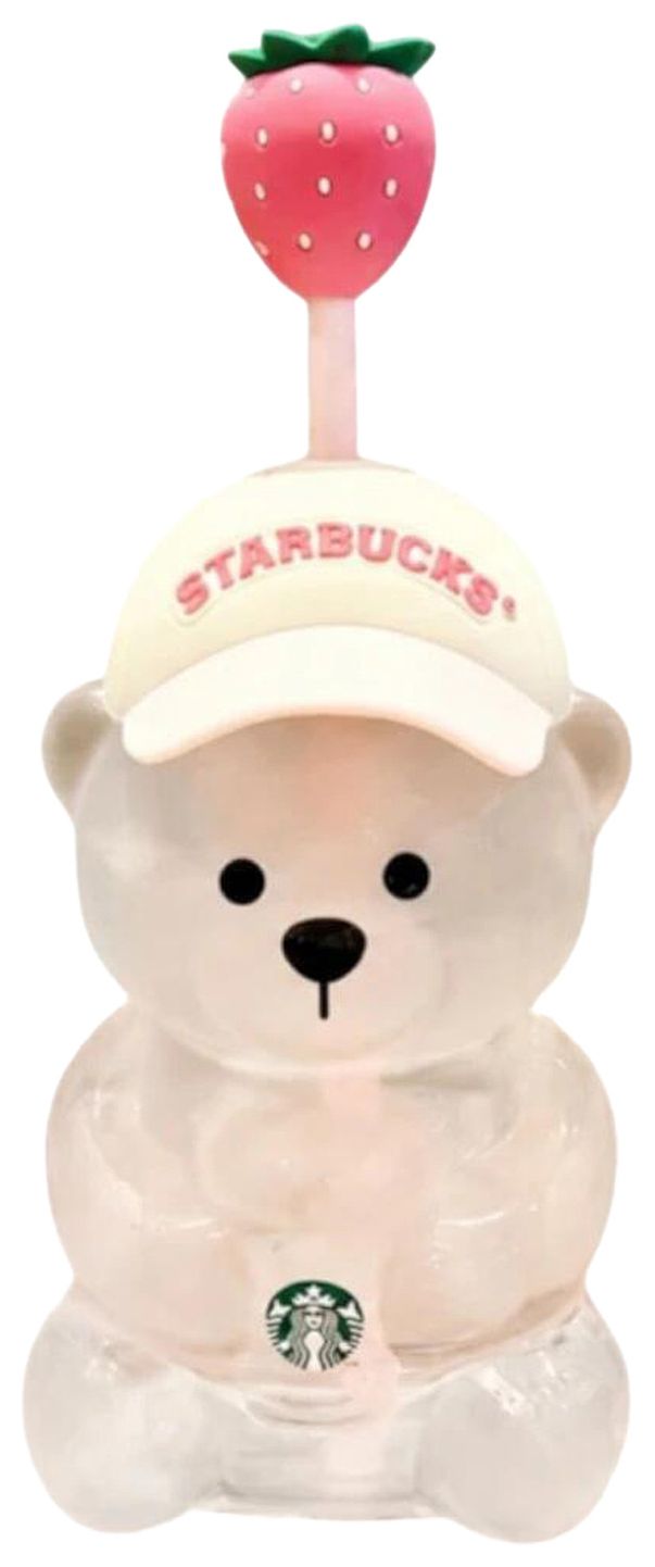Starbucks Bearista Glass Tumbler Summer PinkStrawberry Topper