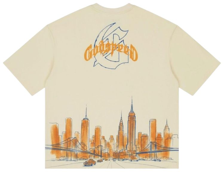 Godspeed New York Skyline T Shirt Bone